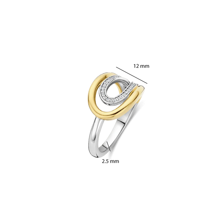 TI SENTO MILANO Two Tone Organic Ring in Silver 925 with Zircons