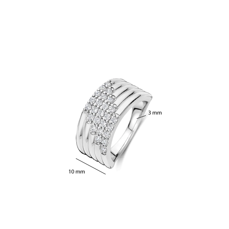 TI SENTO MILANO Stardust Layered Ring – L model in Silver 925 with Zircons