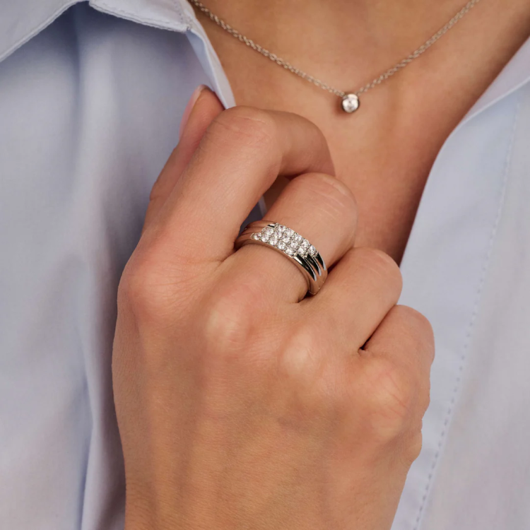TI SENTO MILANO Stardust Layered Ring – M model in Silver 925 with Zircons