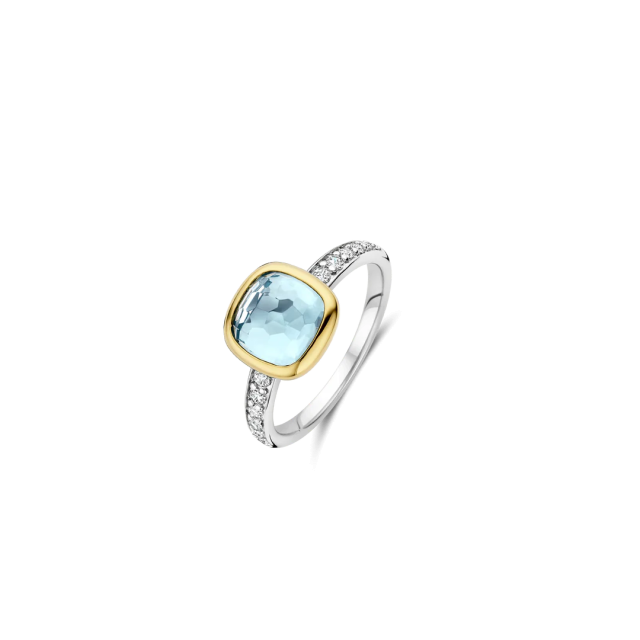 TI SENTO MILANO Two Tone Cushion Ring in Silver 925 with Zircons 
