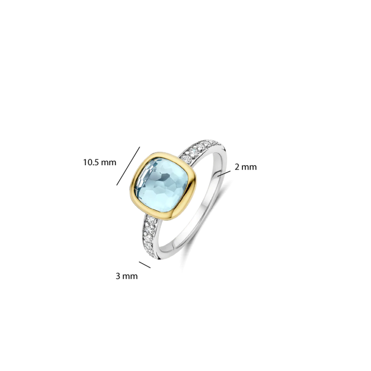 TI SENTO MILANO Two Tone Cushion Ring in Silver 925 with Zircons 