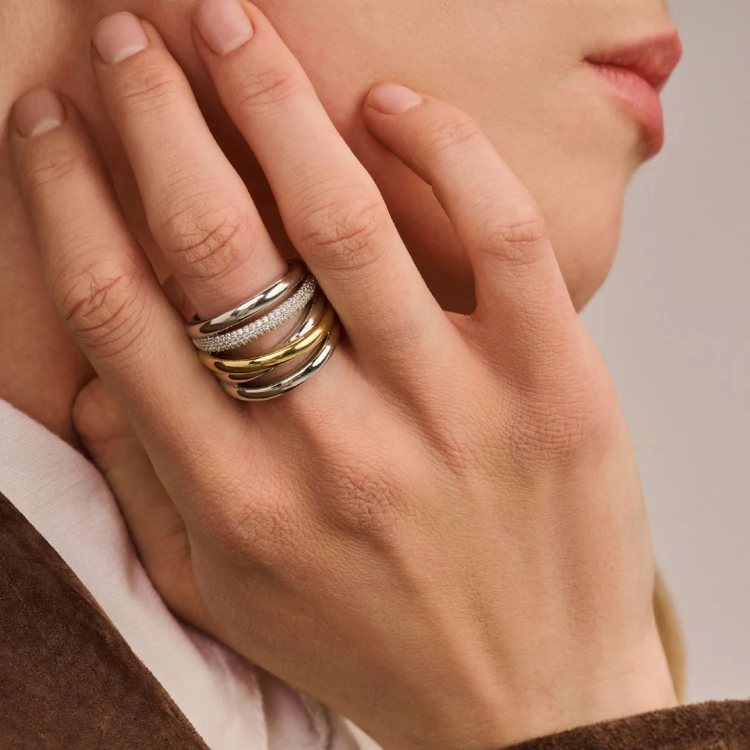 TI SENTO MILANO Structure Ring - L model in Silver 925 with Zircons