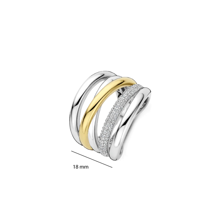 TI SENTO MILANO Structure Ring - L model in Silver 925 with Zircons
