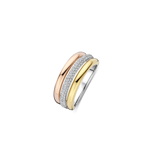 TI SENTO MILANO Tricolor Ring in Silver 925 with Zircons