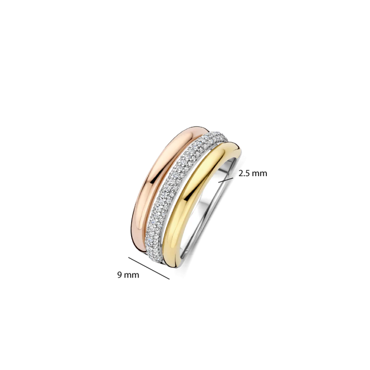 TI SENTO MILANO Tricolor Ring in Silver 925 with Zircons