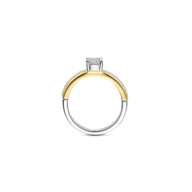 TI SENTO MILANO Two Tone Classic Ring in Silver 925 with Zircons
