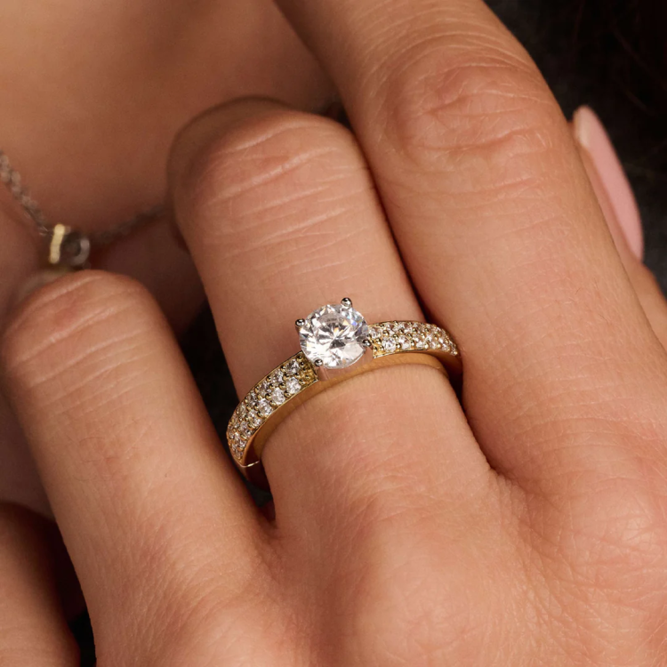 TI SENTO MILANO Two Tone Classic Ring in Silver 925 with Zircons