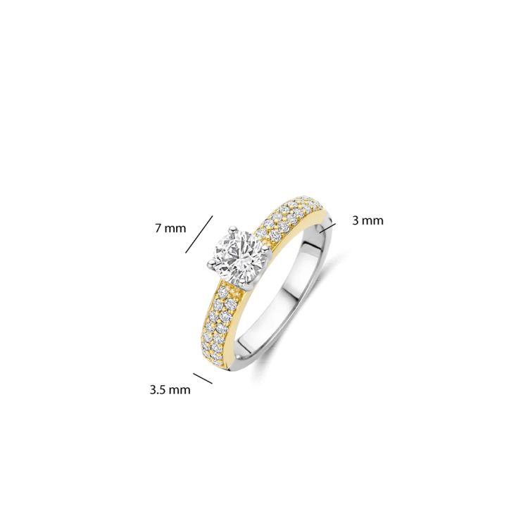 TI SENTO MILANO Two Tone Classic Ring in Silver 925 with Zircons