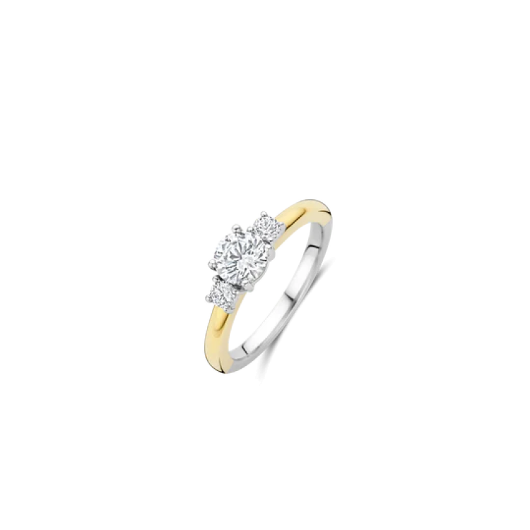 TI SENTO MILANO Two Tone Classic Triple Ring in Silver 925 with Zircons