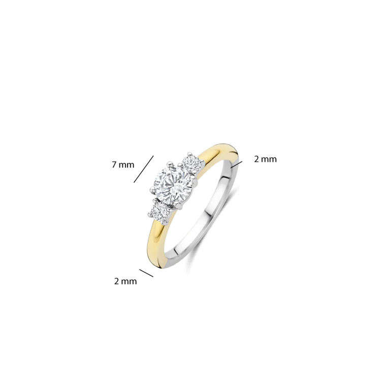 TI SENTO MILANO Two Tone Classic Triple Ring in Silver 925 with Zircons