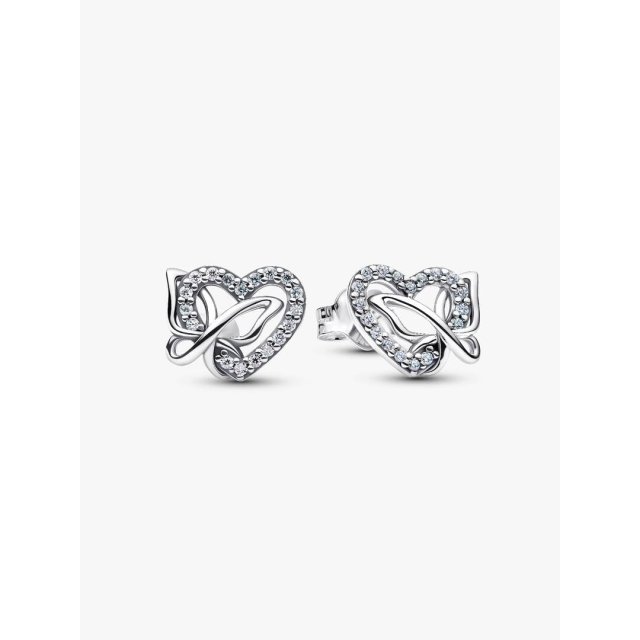 PANDORA TIMELESS Κουμπωτά Σκουλαρίκια με Σύμπλεγμα Καρδιάς και Πεταλούδας