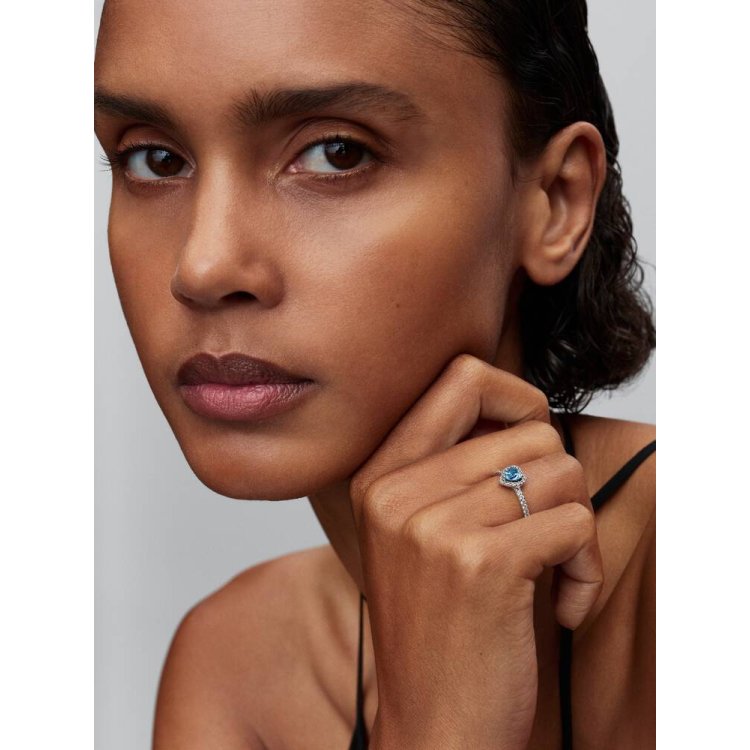 PANDORA TIMELESS Elevated Light Blue Heart Ring