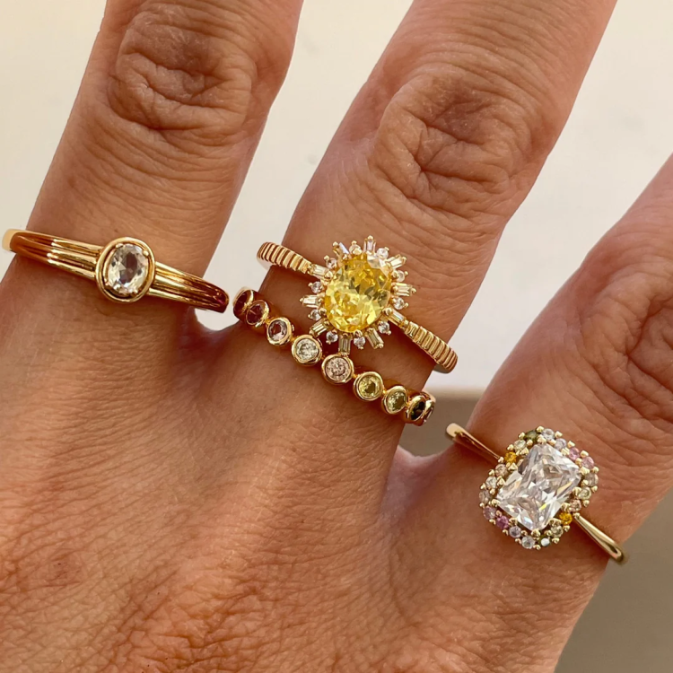 24KAE Ring with Colored Stones