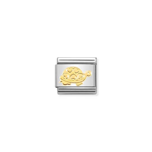 NOMINATION COMPOSABLE CLASSIC LINK TURTLE WITH HEARTS IN 18K GOLD