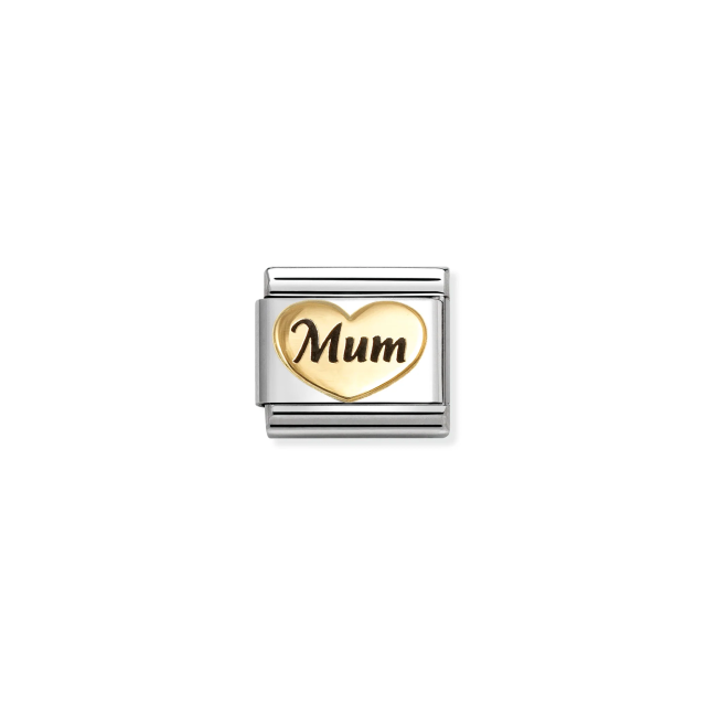 NOMINATION COMPOSABLE CLASSIC LINK MUM HEART IN 18K GOLD & ENAMEL
