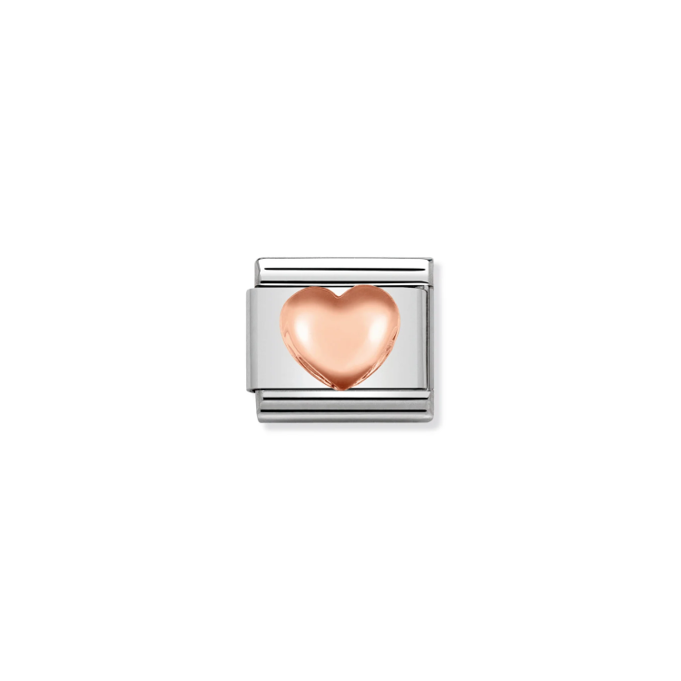 NOMINATION COMPOSABLE CLASSIC LINK RAISED HEART IN 9K ROSE GOLD