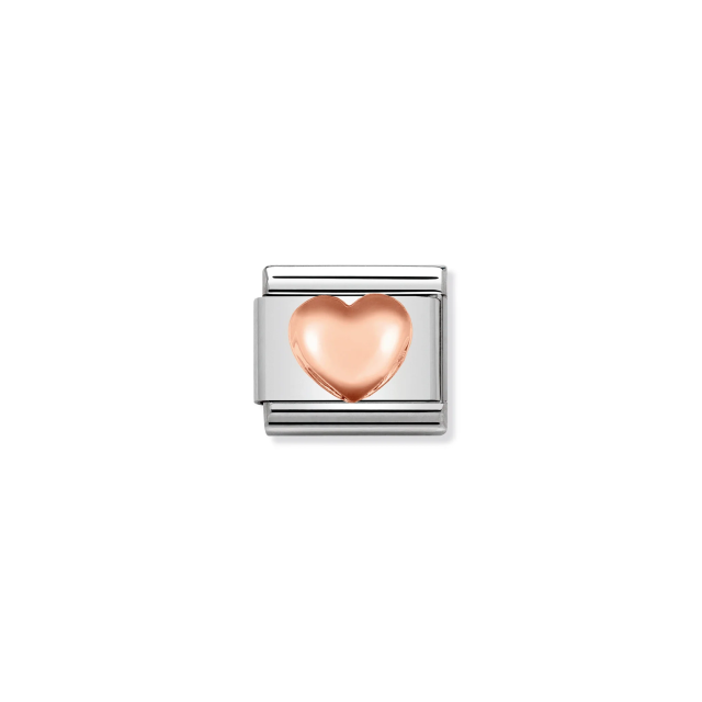 NOMINATION COMPOSABLE CLASSIC LINK RAISED HEART IN 9K ROSE GOLD