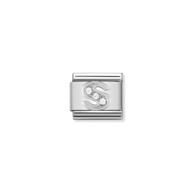 NOMINATION COMPOSABLE CLASSIC LINK LETTER S WITH CZ IN 925 SILVER