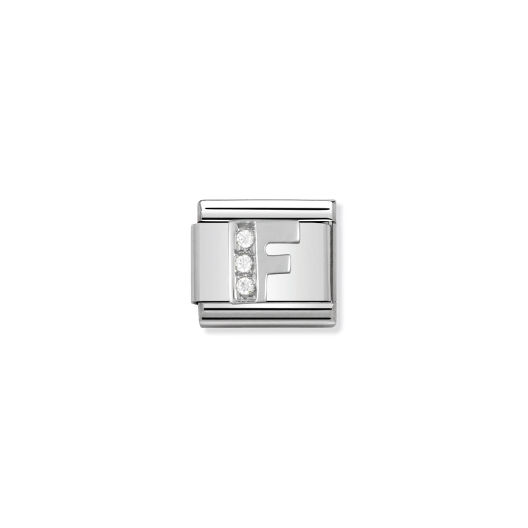 NOMINATION COMPOSABLE CLASSIC LINK LETTER F WITH CZ IN 925 SILVER