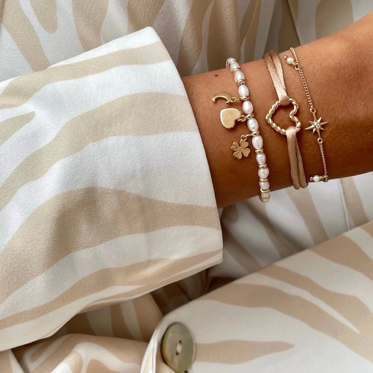 24KAE Beaded Pearl Bracelet with Pendants