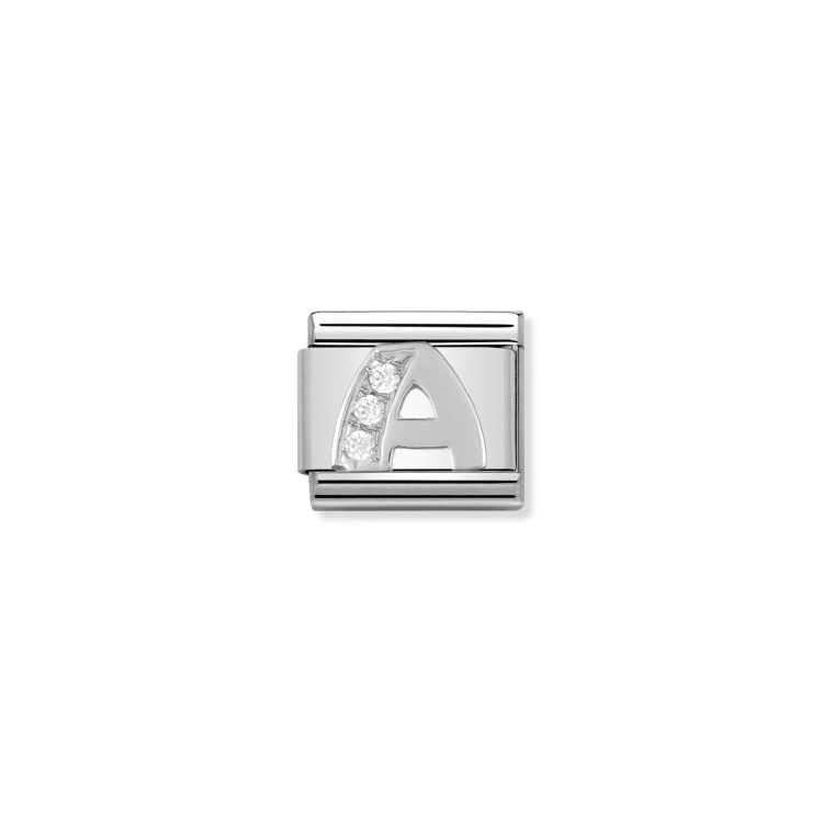 NOMINATION COMPOSABLE CLASSIC LINK LETTER A WITH CZ IN 925 SILVER