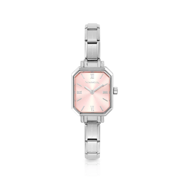 NOMINATION WATCH PARIS STAINLESS STEEL & RECTANGLE SUNRAY PINK DIAL