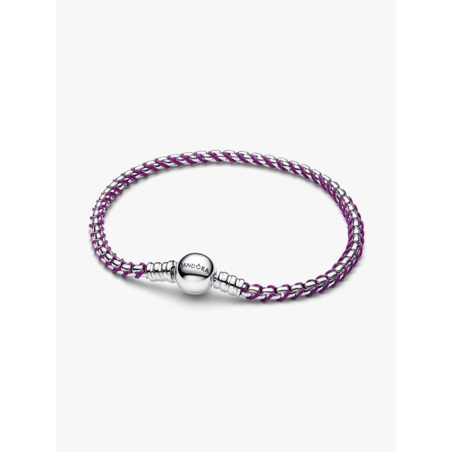 PANDORA MOMENTS Purple Cord Box Chain Bracelet