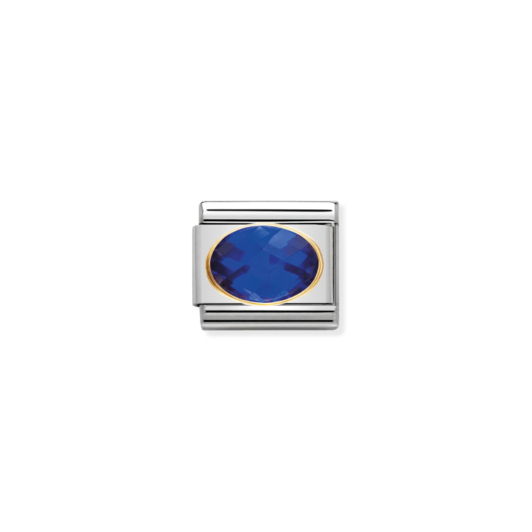 NOMINATION COMPOSABLE CLASSIC LINK BLUE FACETED CZ IN 18K GOLD