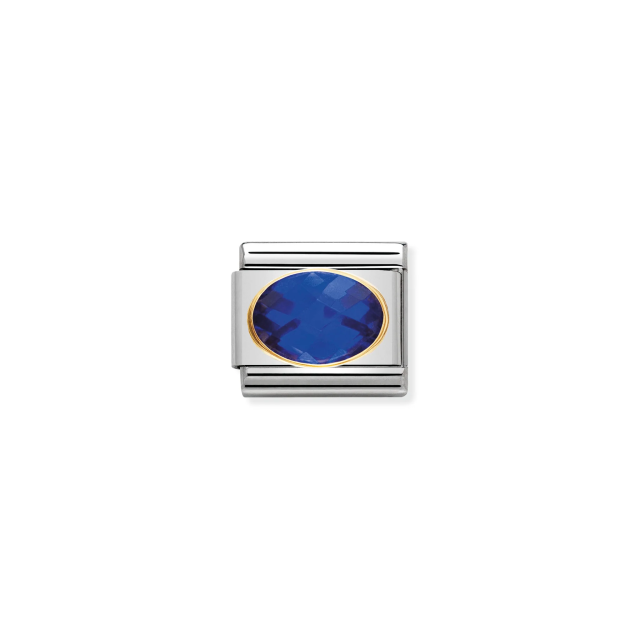 NOMINATION COMPOSABLE CLASSIC LINK BLUE FACETED CZ IN 18K GOLD