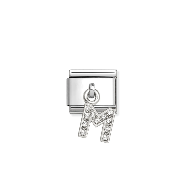 NOMINATION COMPOSABLE CLASSIC LINK LETTER M CHARM IN SILVER AND CZ