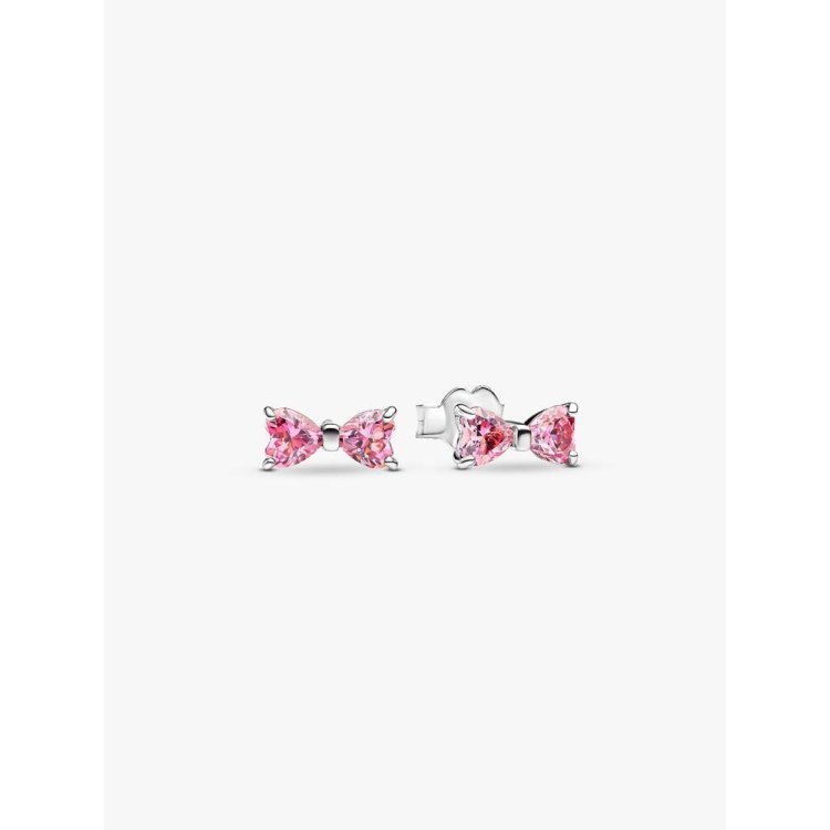 PANDORA TIMELESS Sparkling Pink Bow Stud Earrings