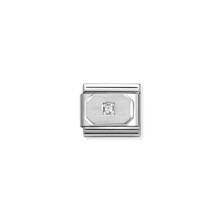 NOMINATION COMPOSABLE CLASSIC LINK RECTANGLE WITH WHITE CZ IN 925 SILVER