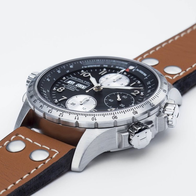 HAMILTON Khaki Aviation X-Wind Automatic Chronograph Brown Leather