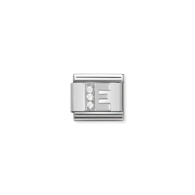 NOMINATION COMPOSABLE CLASSIC LINK LETTER E IN SILVER AND STONES 