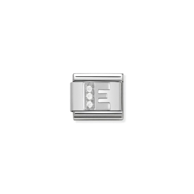 NOMINATION COMPOSABLE CLASSIC LINK LETTER E IN SILVER AND STONES 
