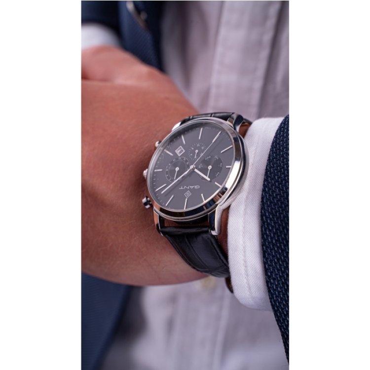 GANT CLEVELAND Black Leather Strap