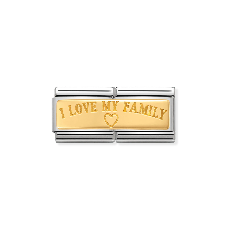 NOMINATION COMPOSABLE CLASSIC DOUBLE LINK I LOVE FAMILY IN 18K GOLD