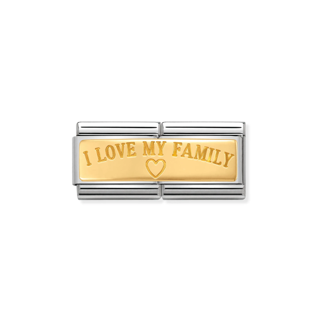 NOMINATION COMPOSABLE CLASSIC DOUBLE LINK I LOVE FAMILY IN 18K GOLD