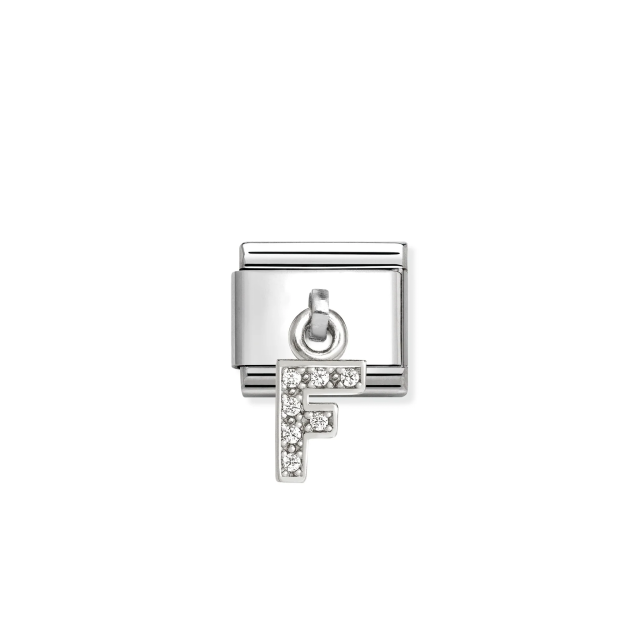 NOMINATION COMPOSABLE CLASSIC LINK LETTER F CHARM IN SILVER AND CZ