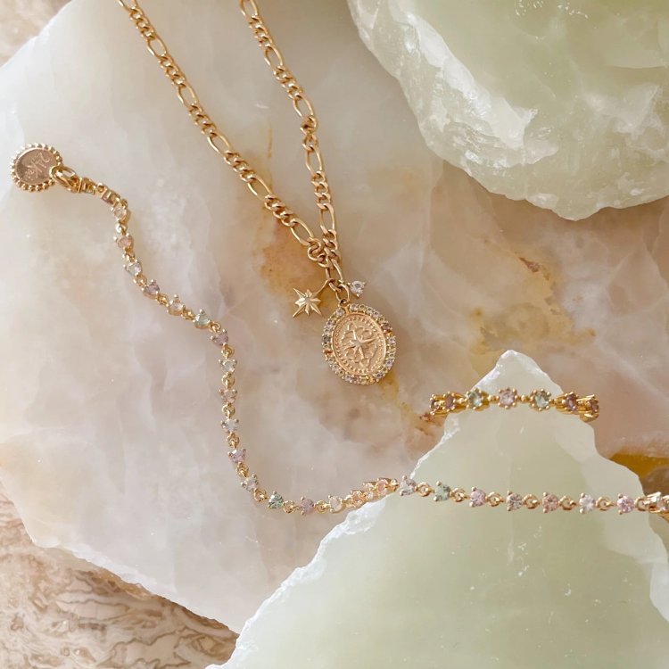 24KAE Bracelet with Pastel Colored Stones