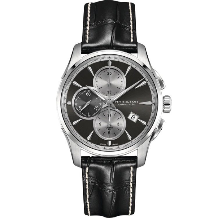 HAMILTON Jazzmaster Auto Chrono Black Leather