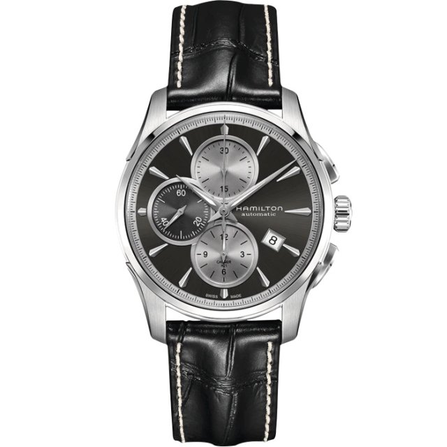 HAMILTON Jazzmaster Auto Chrono Black Leather