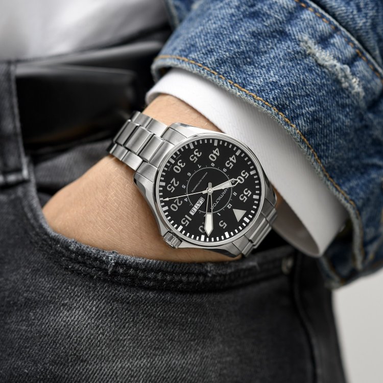 HAMILTON Khaki Aviation Pilot Day Date Auto Stainless Steel Bracelet