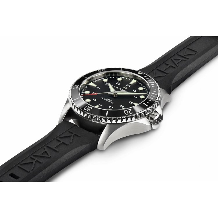 HAMILTON Khaki Navy Scuba Auto Black Rubber Strap