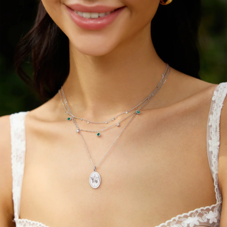 ANIA HAIE Silver Malachite Station Necklace