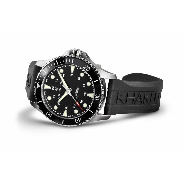 HAMILTON Khaki Navy Scuba Auto Black Rubber Strap