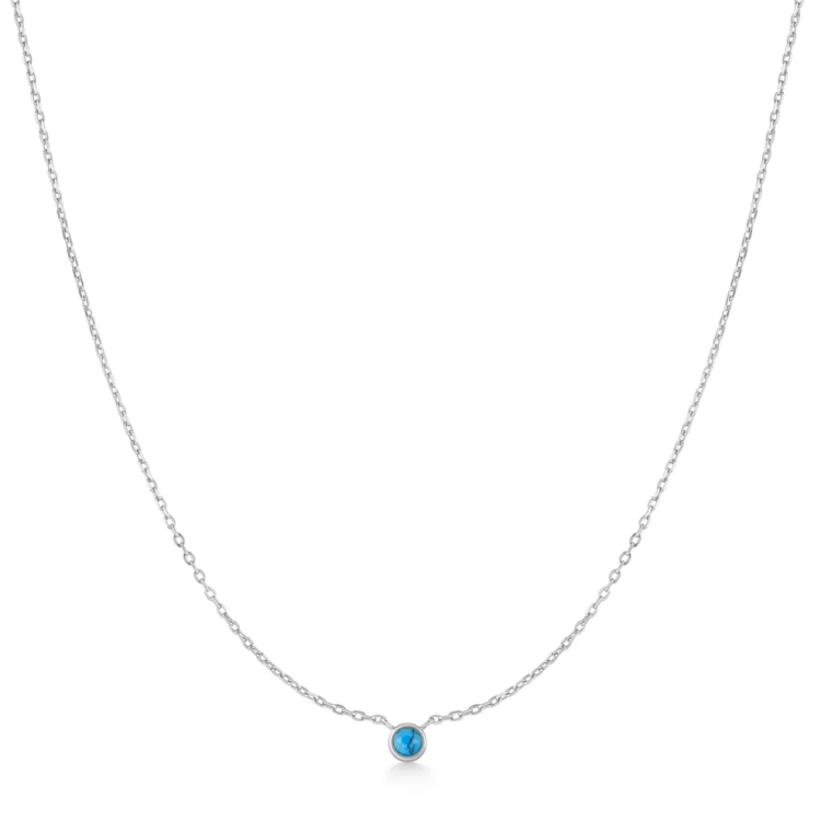 ANIA HAIE Silver Bezel-Set Lab-Created Turquoise Solitaire Necklace