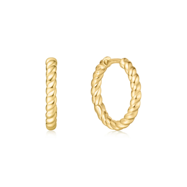 ANIA HAIE Gold Texture Medium Huggie Hoop Earrings