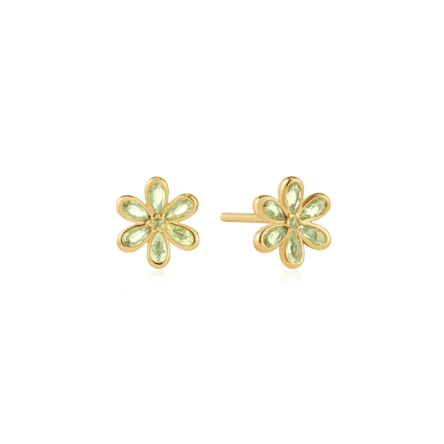 ANIA HAIE Gold Mint Green Floral Stud Earrings