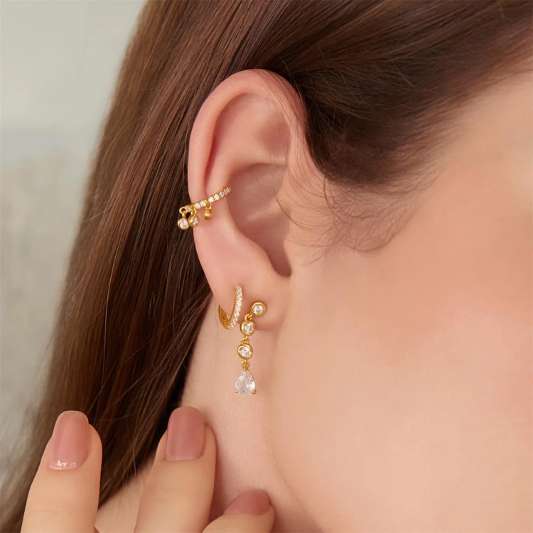 ANIA HAIE Gold Molten Cascade Bezel-Set Teardrop Stud Earrings